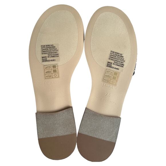 J.Crew Black Ivory Printed Knot Slide Sandals, US7.5 - Picture 5 of 9